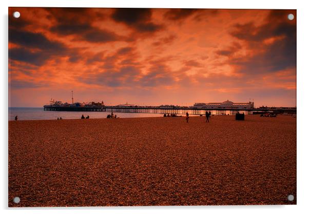 Brighton Beach and Pier Acrylic by Dean Messenger