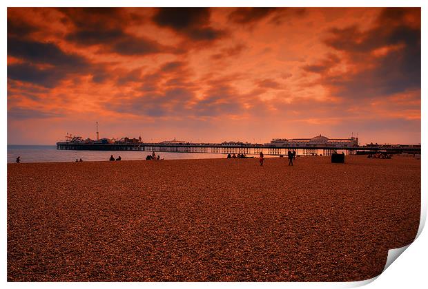 Brighton Beach and Pier Print by Dean Messenger