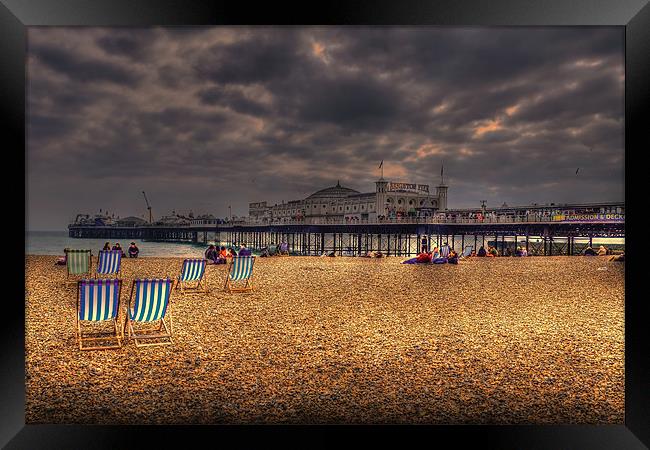 Brighton Beach deckchairs Framed Print by Dean Messenger