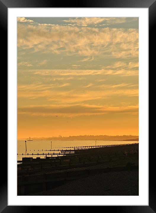 Sunset over Littlehampton Beach Framed Mounted Print by graham young