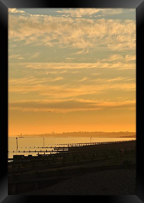 Sunset over Littlehampton Beach Framed Print by graham young