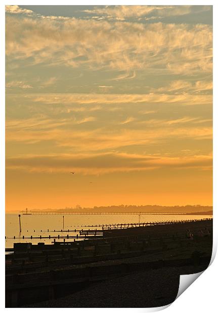 Sunset over Littlehampton Beach Print by graham young