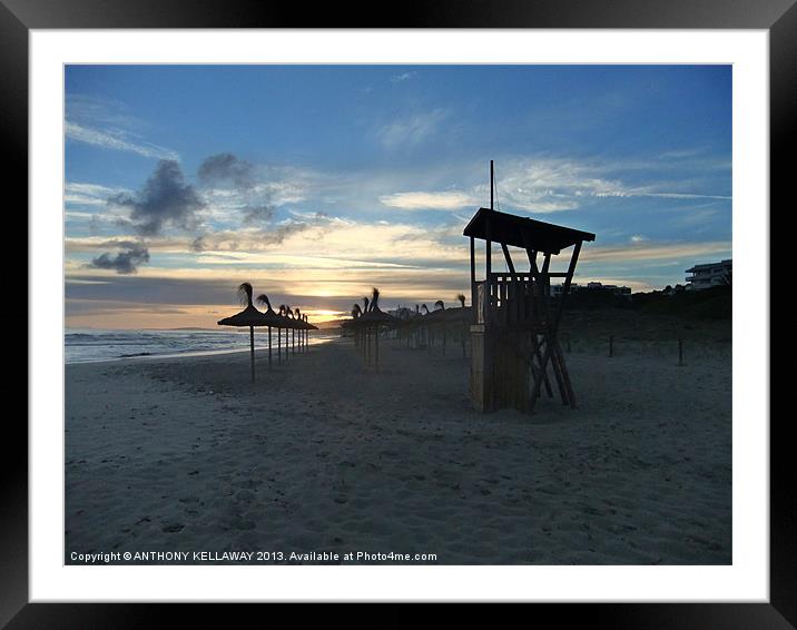 Sunset at the beach Framed Mounted Print by Anthony Kellaway
