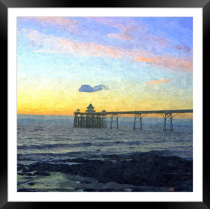 Clevedon pier 2013 Framed Mounted Print by Paula Palmer canvas