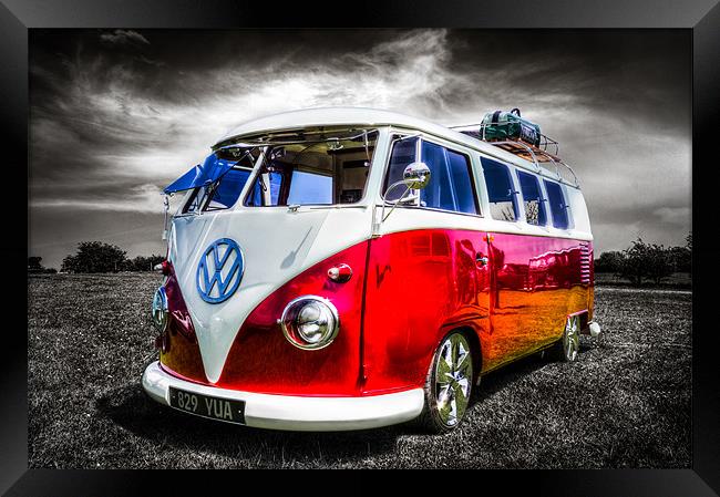 Red split screen VW camper van Framed Print by Ian Hufton