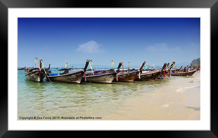 Boats in Thailand Framed Mounted Print by Zoe Ferrie