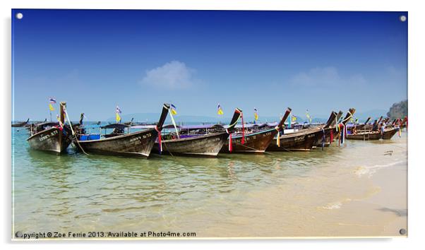 Boats in Thailand Acrylic by Zoe Ferrie