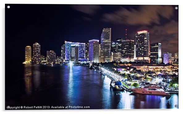 Miamis Night Acrylic by Robert Pettitt