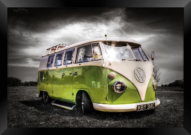 Green split screen VW camper van Framed Print by Ian Hufton
