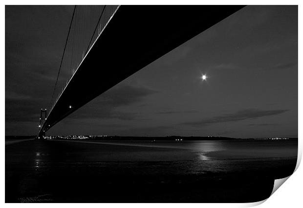 Humber bridge by night Print by Leon Conway