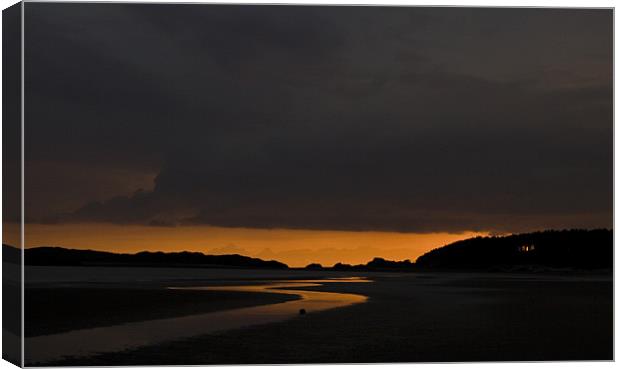 Sunset on Newborough beach Canvas Print by Leon Conway