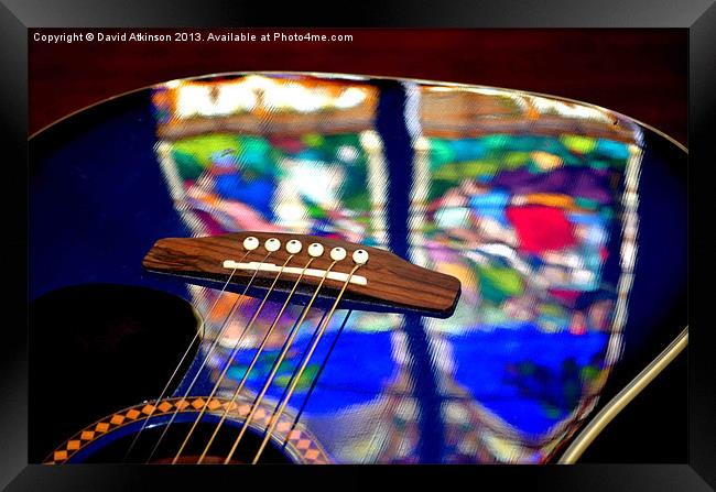 STAINED GLASS GUITAR Framed Print by David Atkinson
