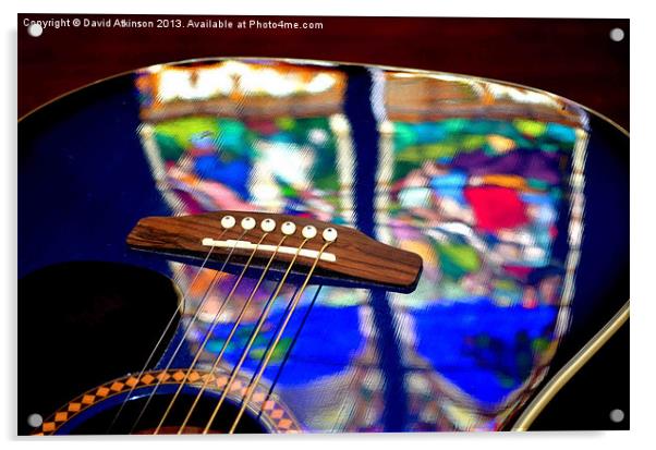 STAINED GLASS GUITAR Acrylic by David Atkinson