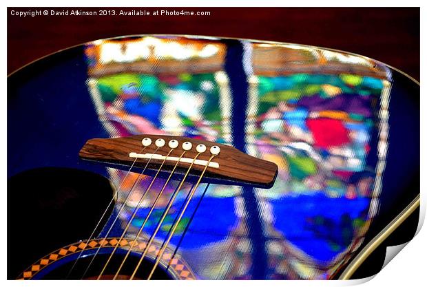 STAINED GLASS GUITAR Print by David Atkinson
