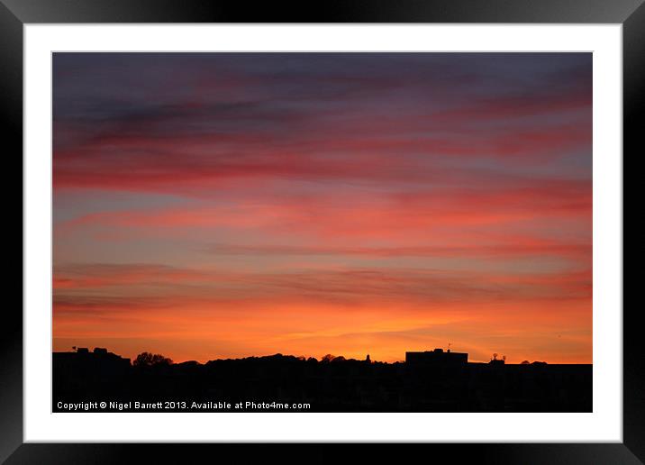 Sunset over Plymouth Framed Mounted Print by Nigel Barrett Canvas