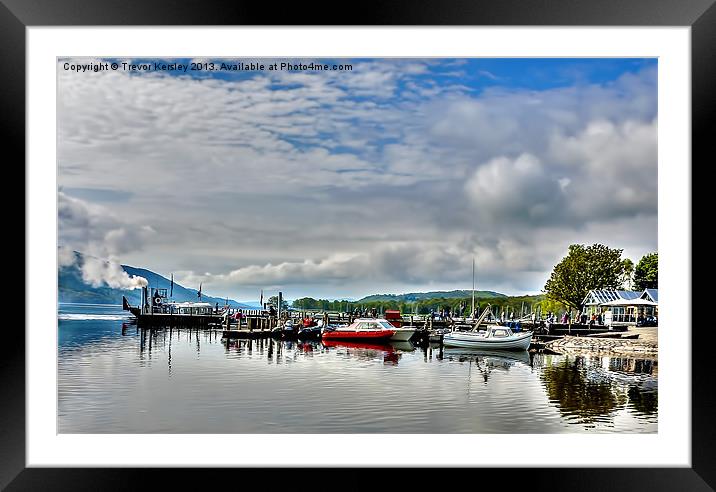 The Boating Centre Coniston Water. Framed Mounted Print by Trevor Kersley RIP