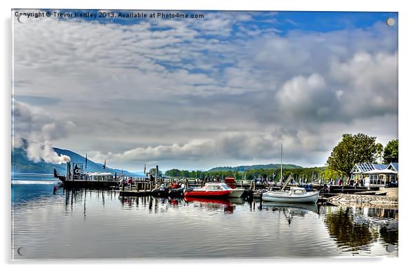 The Boating Centre Coniston Water. Acrylic by Trevor Kersley RIP