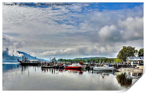 The Boating Centre Coniston Water. Print by Trevor Kersley RIP