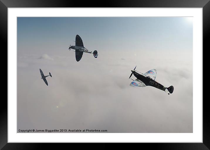 Spitfire Victory Roll Framed Mounted Print by J Biggadike
