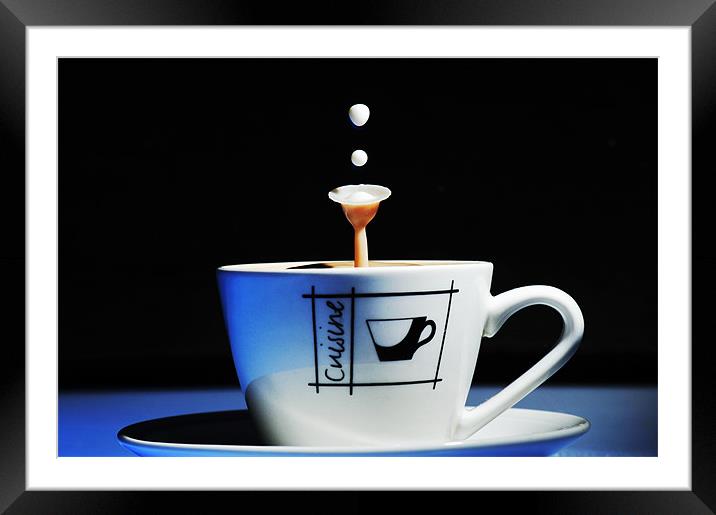 fluid Art coffee splash Framed Mounted Print by Terry Pearce