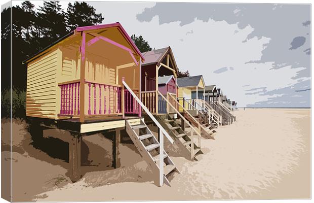 Wells Beach Huts Poster Effect Canvas Print by Paul Macro