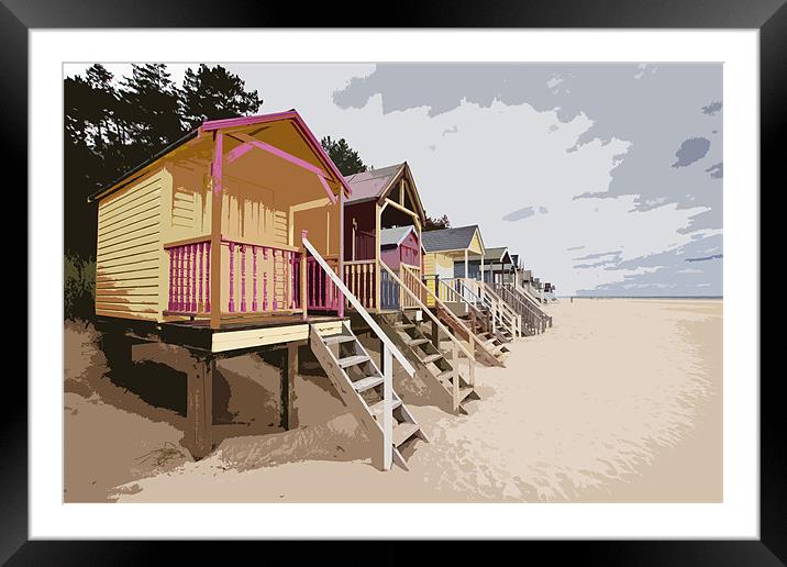 Wells Beach Huts Poster Effect Framed Mounted Print by Paul Macro
