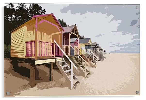 Wells Beach Huts Poster Effect Acrylic by Paul Macro