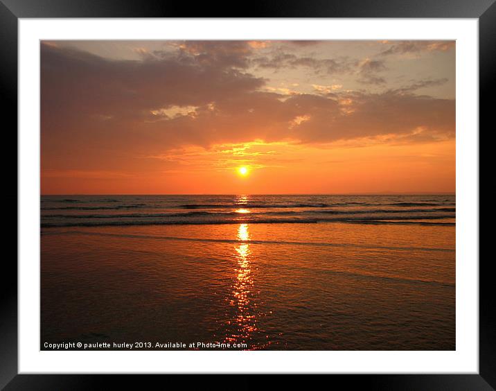 Broadhaven Beach Sunset.Pembrokeshire. Framed Mounted Print by paulette hurley