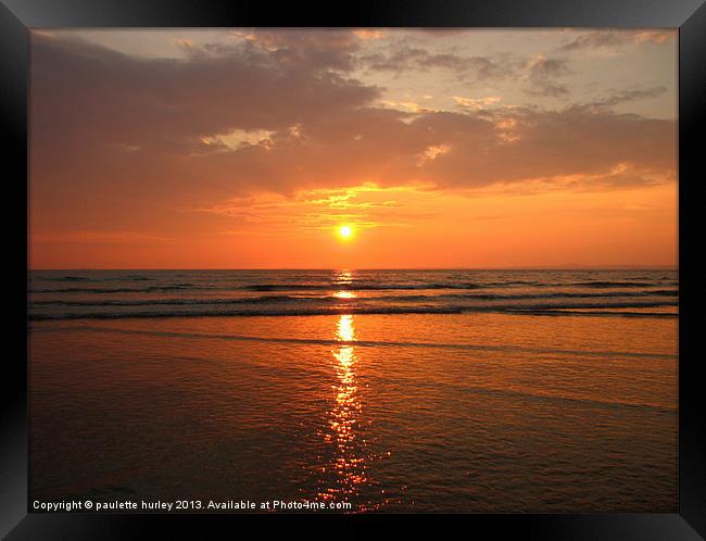 Broadhaven Beach Sunset.Pembrokeshire. Framed Print by paulette hurley