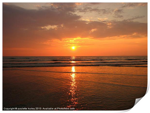 Broadhaven Beach Sunset.Pembrokeshire. Print by paulette hurley