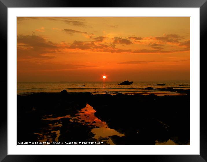 Broadhaven Sunset.Pembrokeshire. Framed Mounted Print by paulette hurley