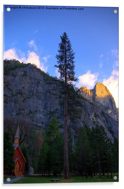 Yosemite Valley Chapel at Sunset Acrylic by chris wood
