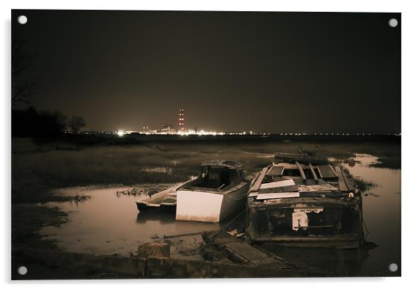 Riverside @ Night Acrylic by Wesley Wren