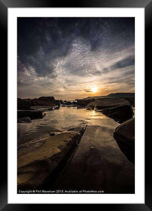 Sunset over a rock pool Framed Mounted Print by Phil Wareham
