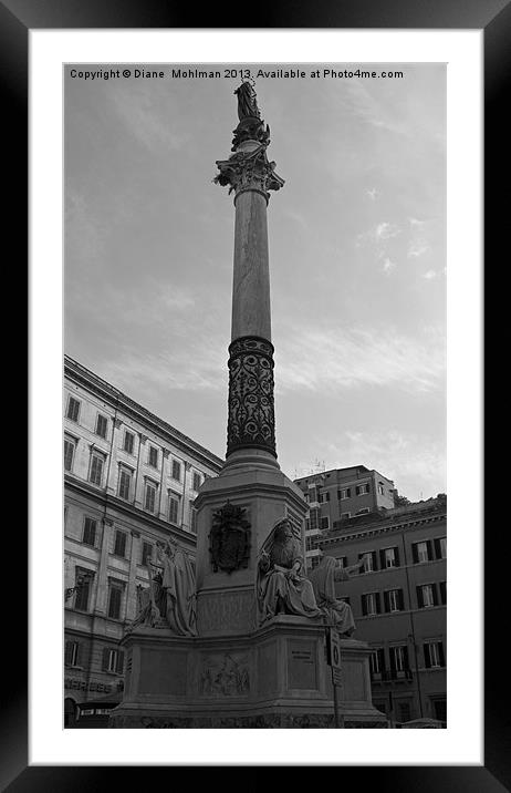 Immacolata statue In the Piazza di Spagna in Rome Framed Mounted Print by Diane  Mohlman