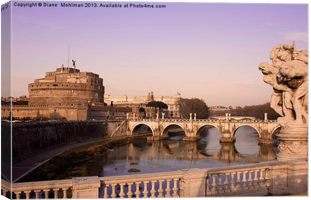 Bridge over the Tiber River in Rome, Castel SantAn Canvas Print by Diane  Mohlman