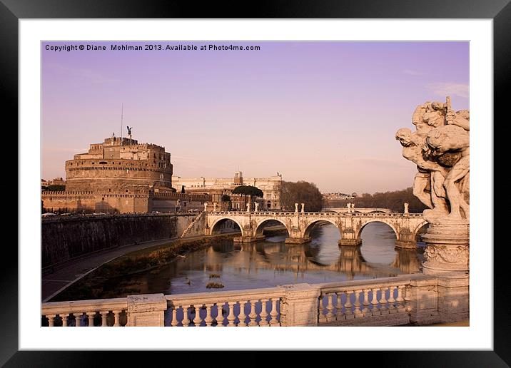 Bridge over the Tiber River in Rome, Castel SantAn Framed Mounted Print by Diane  Mohlman