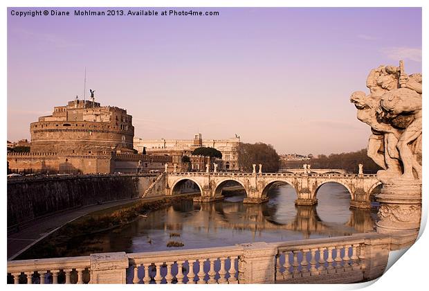 Bridge over the Tiber River in Rome, Castel SantAn Print by Diane  Mohlman