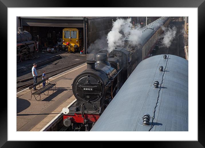 Vintage Steam Train 44422 Arrival Framed Mounted Print by David Tyrer