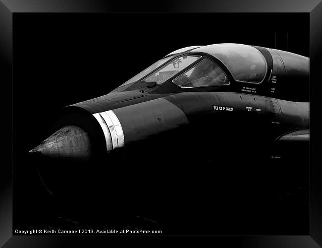 Lightning Fighter Jet - black and white Framed Print by Keith Campbell