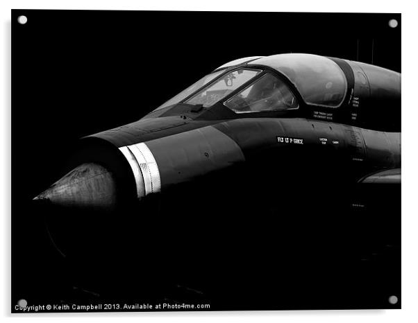 Lightning Fighter Jet - black and white Acrylic by Keith Campbell