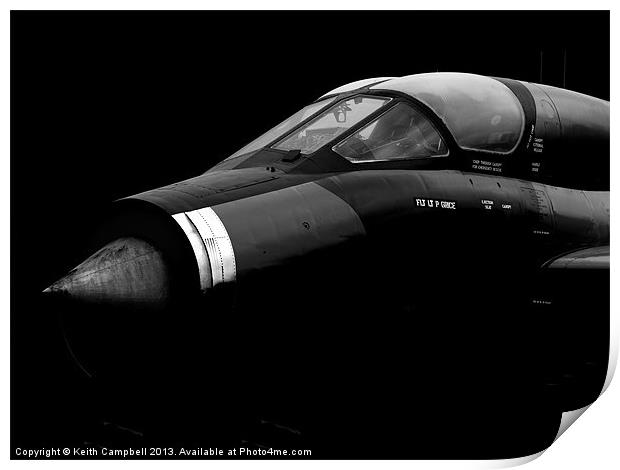 Lightning Fighter Jet - black and white Print by Keith Campbell