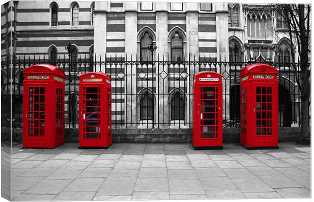 Classic Red Telephone Kiosks Canvas Print by David Tachauer
