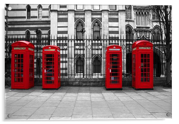 Classic Red Telephone Kiosks Acrylic by David Tachauer