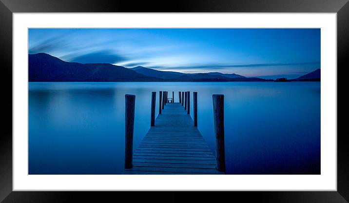 Twilight Serenity on Derwent Water Jetty Framed Mounted Print by David Tyrer