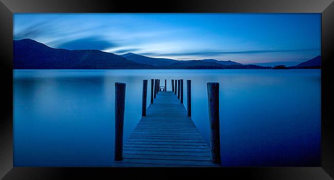Twilight Serenity on Derwent Water Jetty Framed Print by David Tyrer