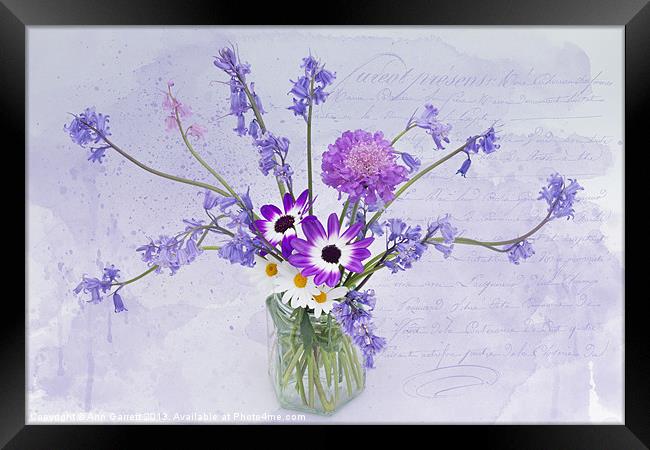 Spring Flowers in a Jam Jar Framed Print by Ann Garrett