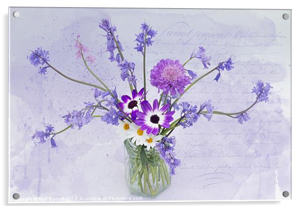 Spring Flowers in a Jam Jar Acrylic by Ann Garrett