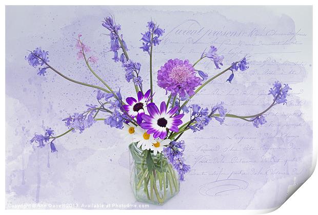 Spring Flowers in a Jam Jar Print by Ann Garrett