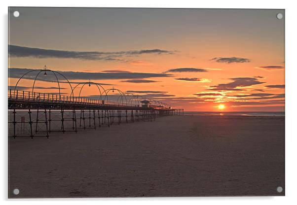 Southport Pier at Sunset Acrylic by Roger Green